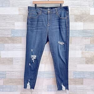 LULAROE Slimming Magic Waistband Skinny Jeans Distressed Stretch Womens 36 16W